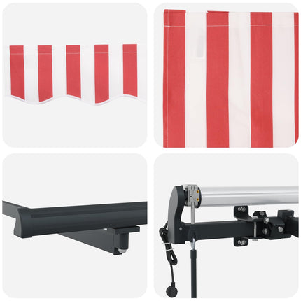 Udtrækkelig markise Rød og Hvid 450 × 350 cm Stof og aluminium