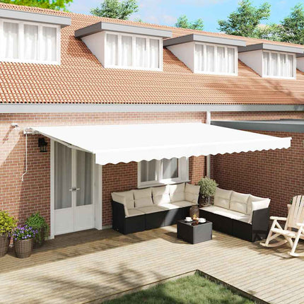 Udtrækkelig markise Hvid 500 × 300 cm Polyester