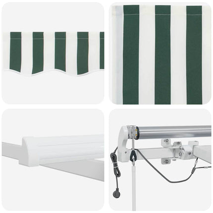 Udtrækkelig markise Grøn og Hvid 500 × 300 cm Polyester