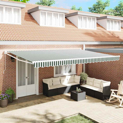Udtrækkelig markise Grøn og Hvid 500 × 300 cm