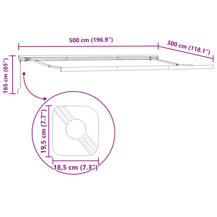 Udtrækkelig markise Grøn og Hvid 500 × 300 cm