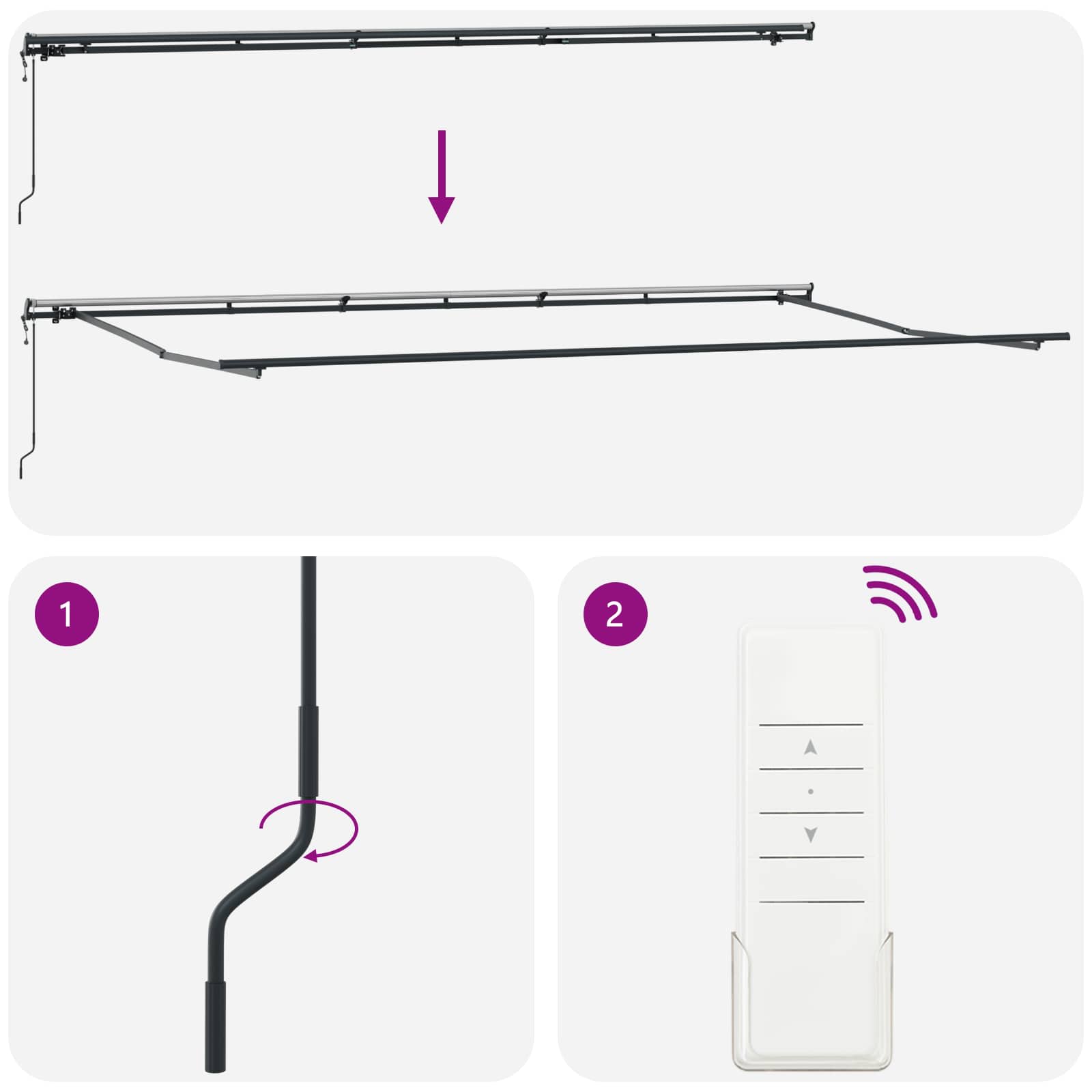 Utrækkelig Markise Flerfarvet 600 × 350 cm Stof og aluminium