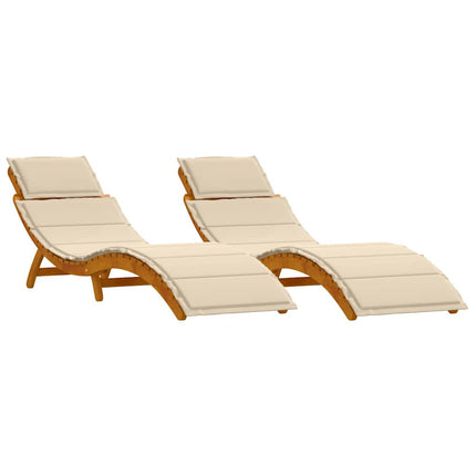 Liggestol 2 stk. Massivt Akacietræ Beige