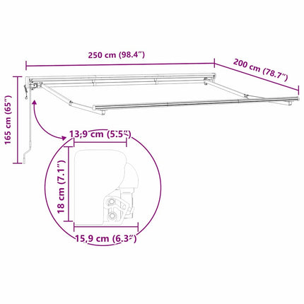 Markiseramme Indstillelig Hvid 2,5 x 2 m Stål