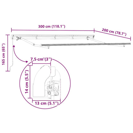 Markiseramme Hvid 3 x 2 m Metal