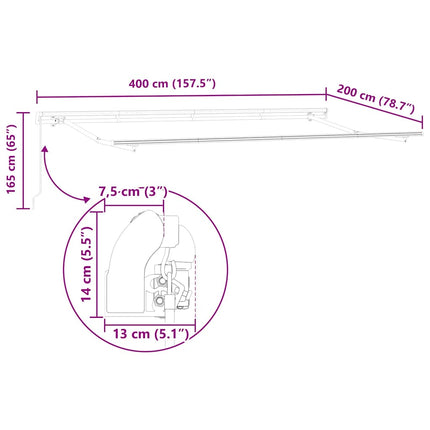 Markiseramme Hvid 4 x 2 m Metal
