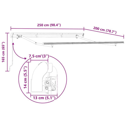 Markiseramme Antracit 2,5 x 2 m Metal