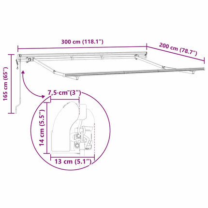 Markiseramme Hvid 3 x 2 m Metal