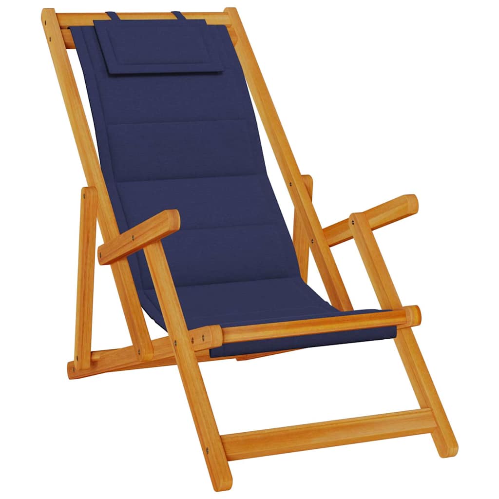 Strandstol med pude 2 pcs Brun Massivt Akacietræ