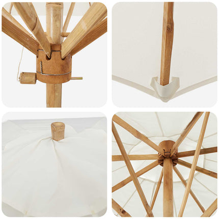 Havesol Ø 150 x 210 cm Bambus Rund Cremehvid