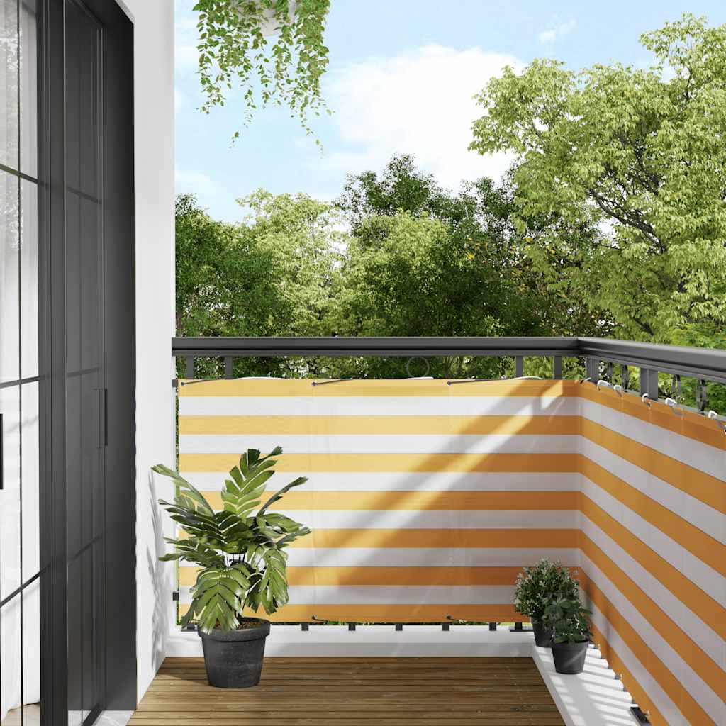 altanafskærmning gul og hvid stribe 90x700 cm billede