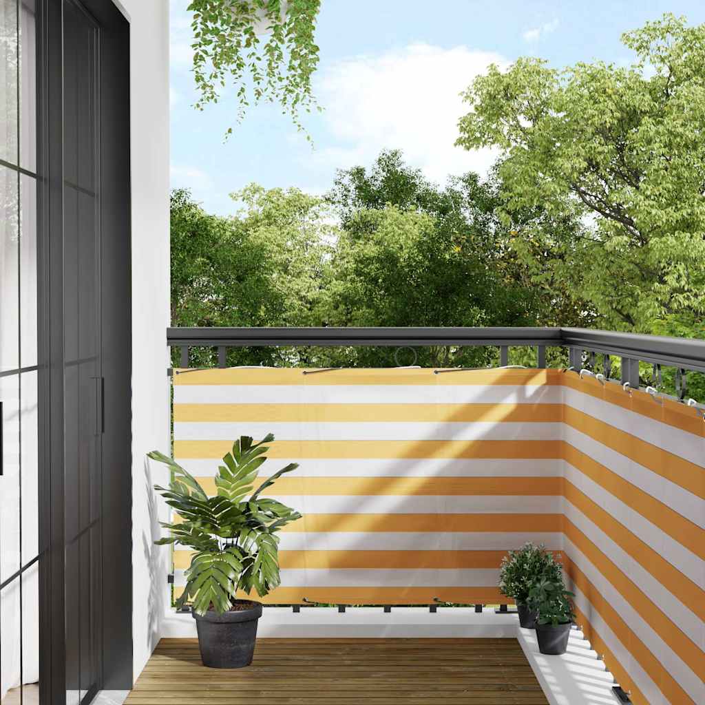 altanafskærmning gul og hvid stribe 90x1000 cm billede