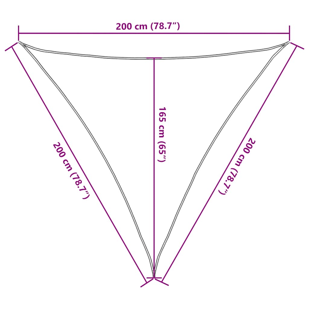 solsejl 2x2x2 m 100 % polyesterstof blå