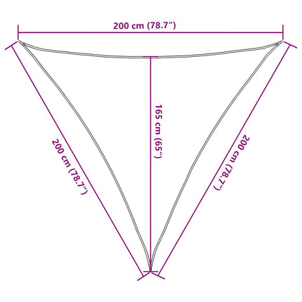 solsejl 2x2x2 m 100 % polyesterstof gul
