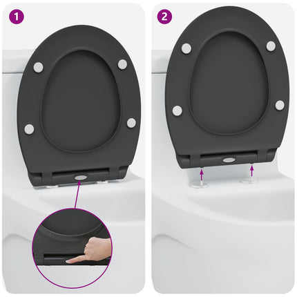 Toilet sæde Antracit 45,5 x 37,5 x 3,8 cm Duroplast