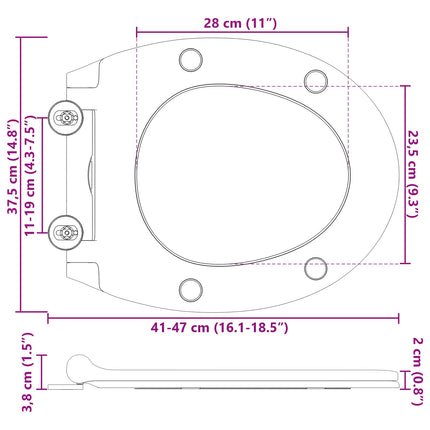 Toilet sæde Hvid 45,5 x 37,5 x 3,8 cm Duroplast