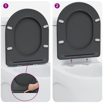 Toilet sæde Antracit 47 x 36 x 3,4 cm Duroplast