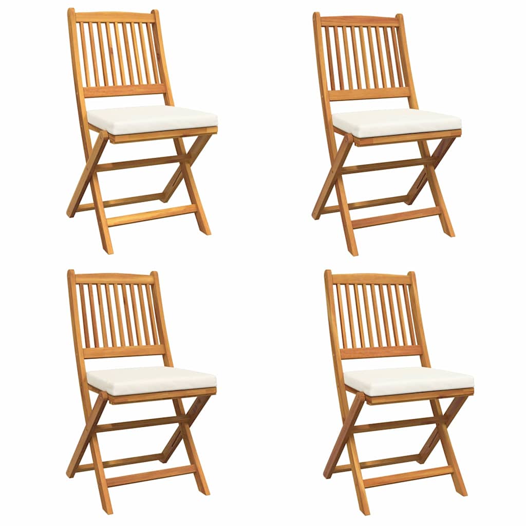 Sammenklappelig stol med pude 4 pcs Hvid 49 x 57.5 x 92cm