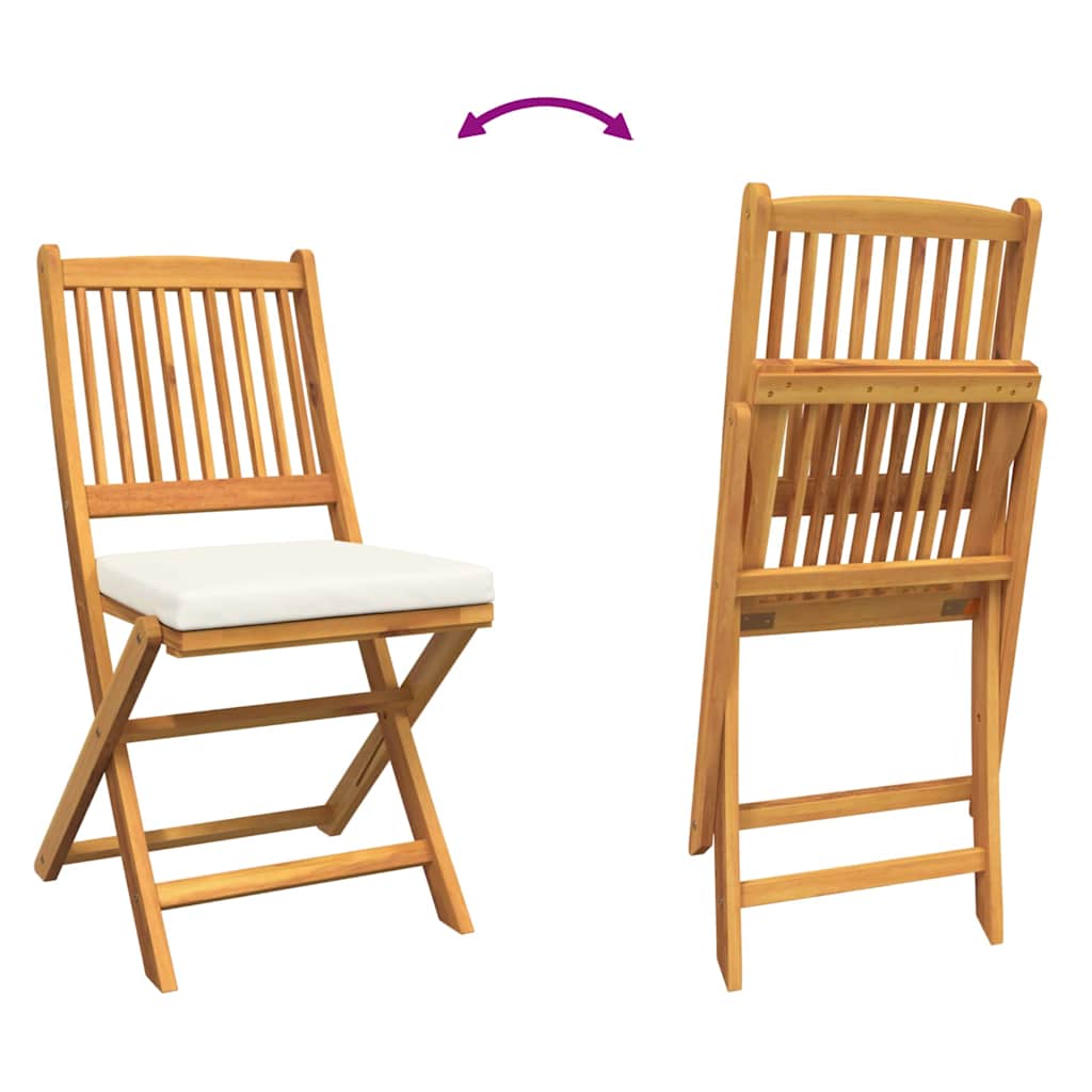 Sammenklappelig stol med pude 4 pcs Hvid 49 x 57.5 x 92cm