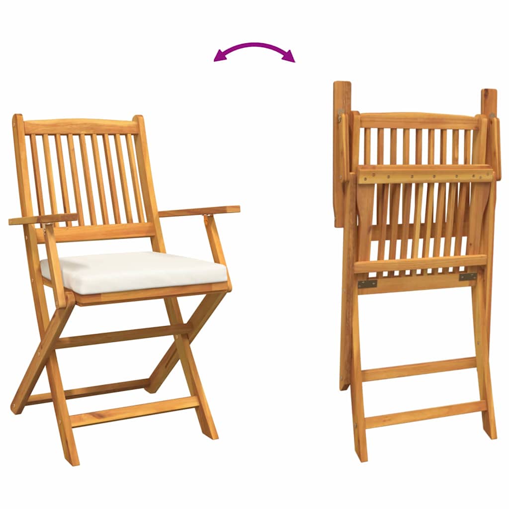Sammenklappelig stol med pude 4 pcs Hvid 49 x 57.5 x 92cm