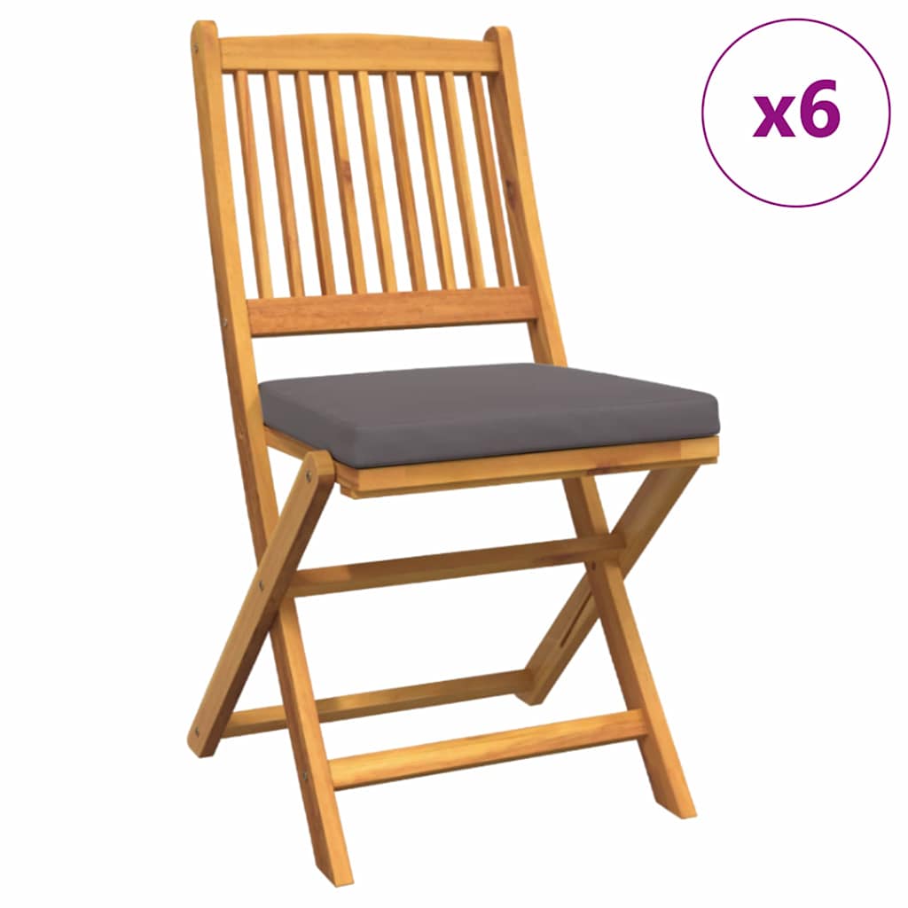 Sammenklappelig stol med pude 6 pcs Grå 49 x 57.5 x 92cm