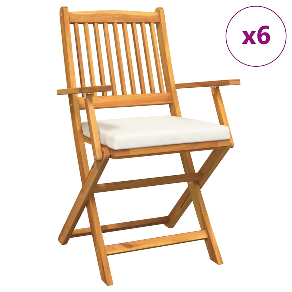 Sammenklappelig stol med pude 6 pcs Hvid 49 x 57.5 x 92cm