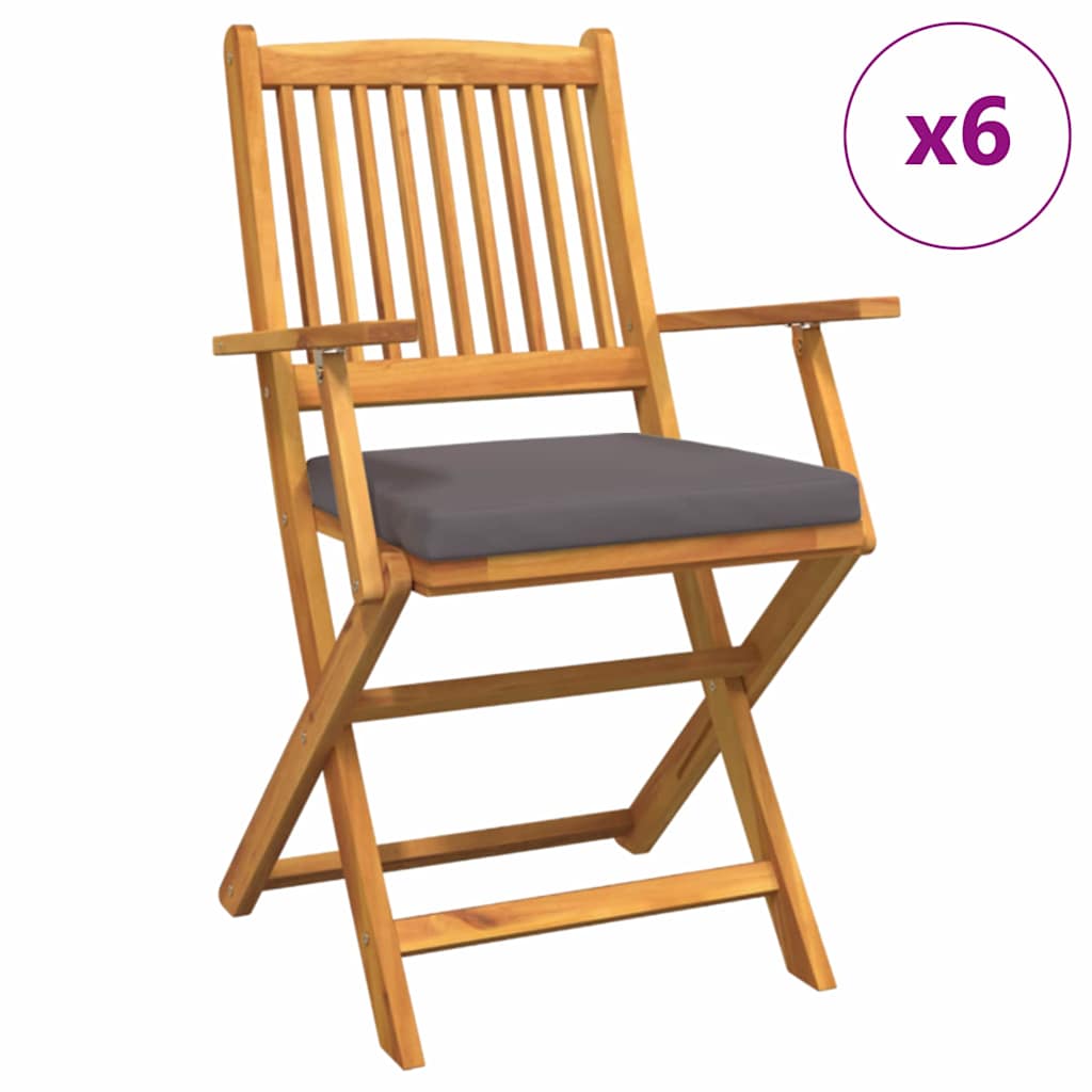 Sammenklappelig stol med pude 6 pcs Grå 49 x 57.5 x 92cm