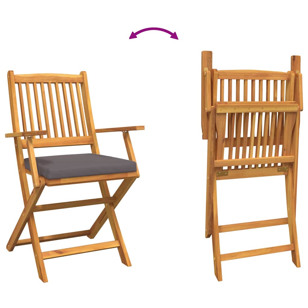 Sammenklappelig stol med pude 6 pcs Grå 49 x 57.5 x 92cm