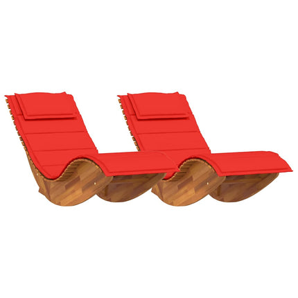 Solstol med pude 2-person 2 pcs Brun Massivt Akacietræ