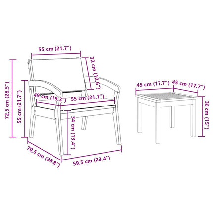 Bistrosæt 5 stk. Brun Polyester
