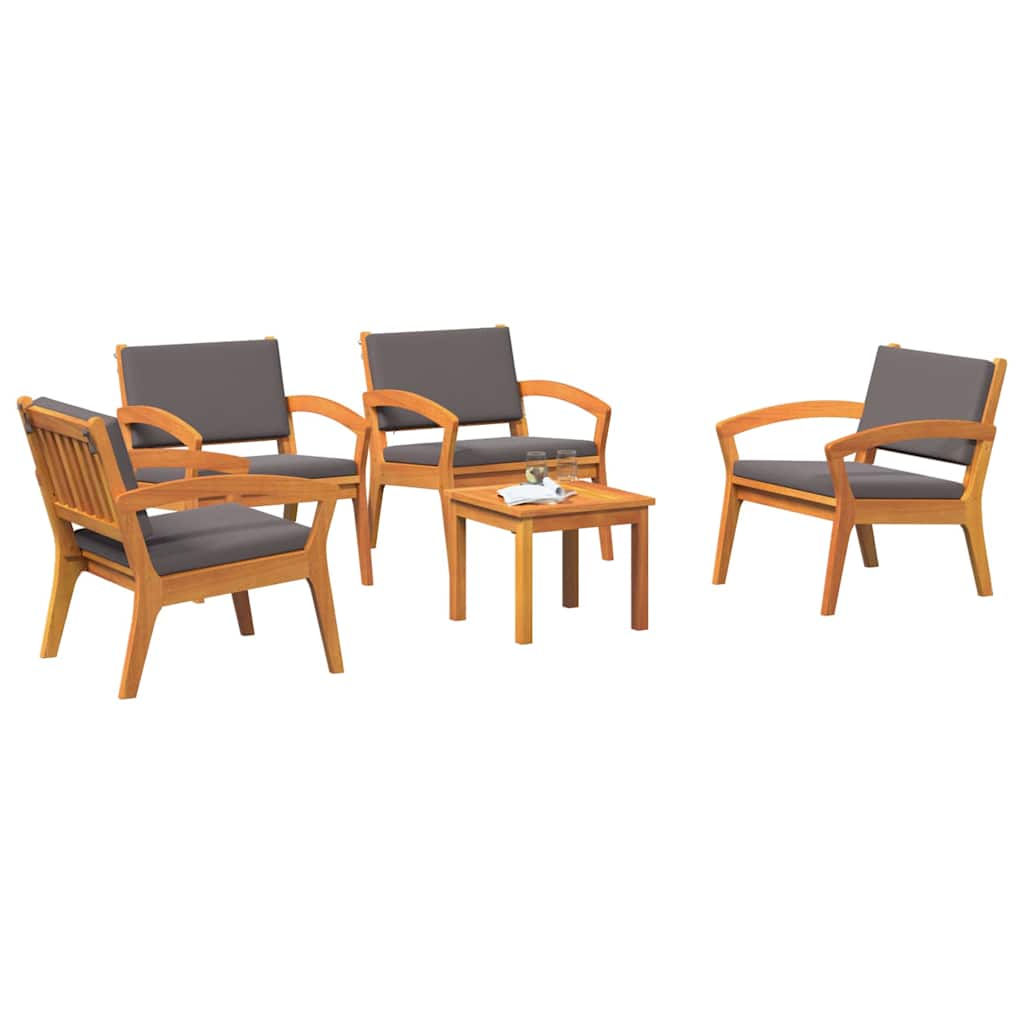 Bistrosæt med pude 5 pcs Brun Polyester