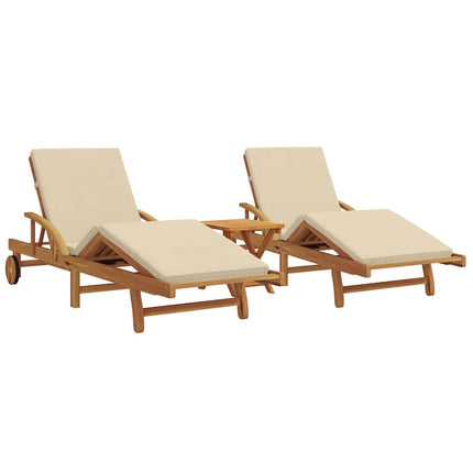 Solstol 3 stk. Massivt Akacietræ Beige