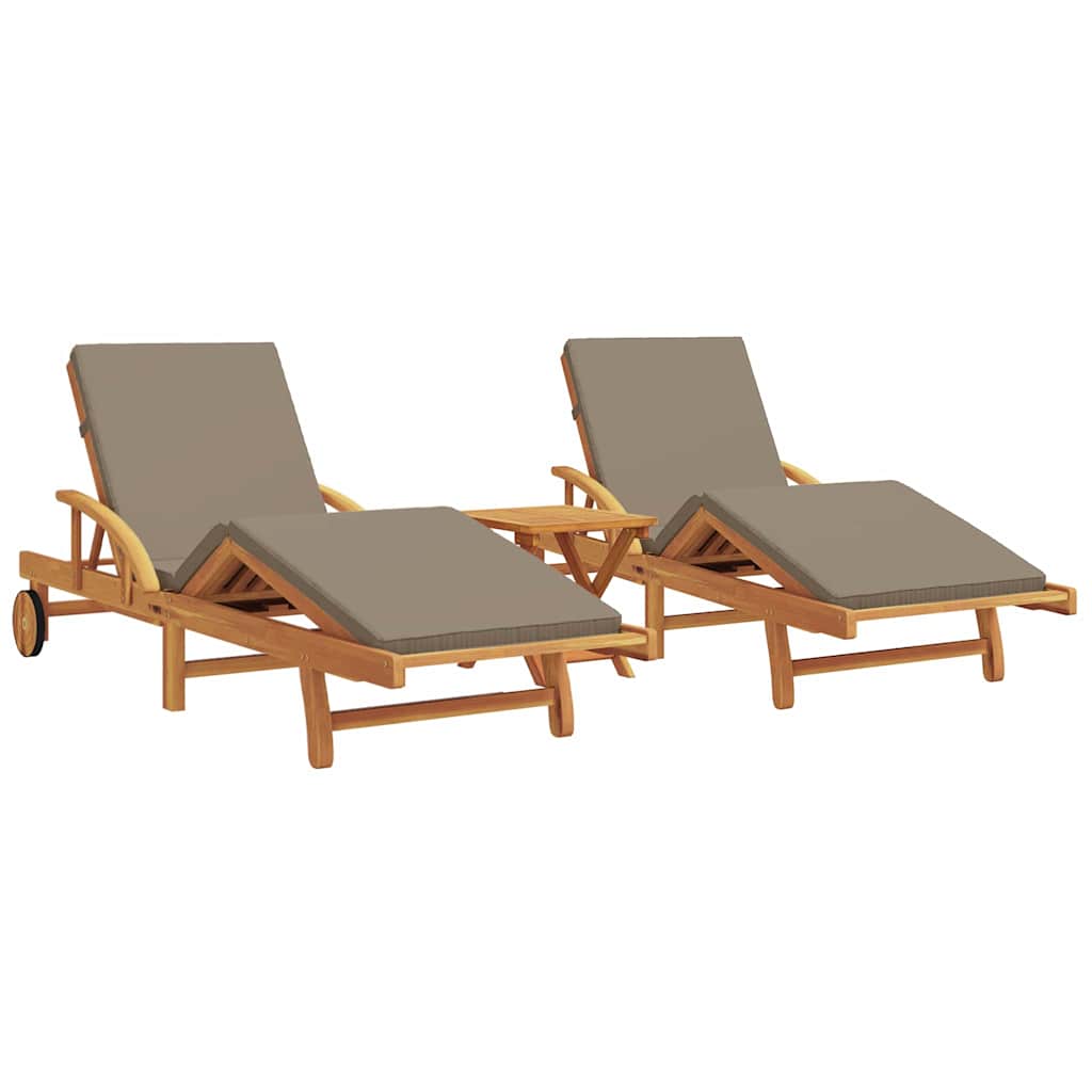 Solstol 3 pcs Gråbrun 200 x 67 x 84 cm Massivt Akacietræ