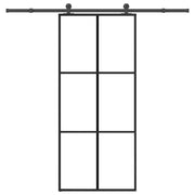 skydedør med hardwaresæt 90x205 cm sikkerhedsglas aluminium