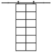 skydedør med hardwaresæt 90x205 cm sikkerhedsglas aluminium