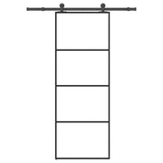 skydedør med hardwaresæt 76x205 cm sikkerhedsglas aluminium