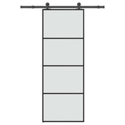 skydedør med hardwaresæt 76x205 cm sikkerhedsglas aluminium