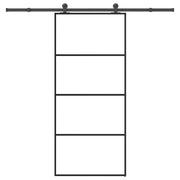 skydedør med hardwaresæt 90x205 cm sikkerhedsglas aluminium