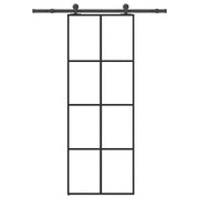 skydedør med hardwaresæt 76x205 cm sikkerhedsglas aluminium