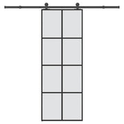 skydedør med hardwaresæt 76x205 cm sikkerhedsglas aluminium