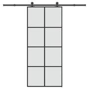 skydedør med hardwaresæt 90x205 cm sikkerhedsglas aluminium