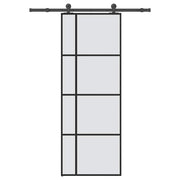 skydedør med hardwaresæt 76x205 cm sikkerhedsglas aluminium