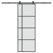 skydedør med hardwaresæt 76x205 cm sikkerhedsglas aluminium