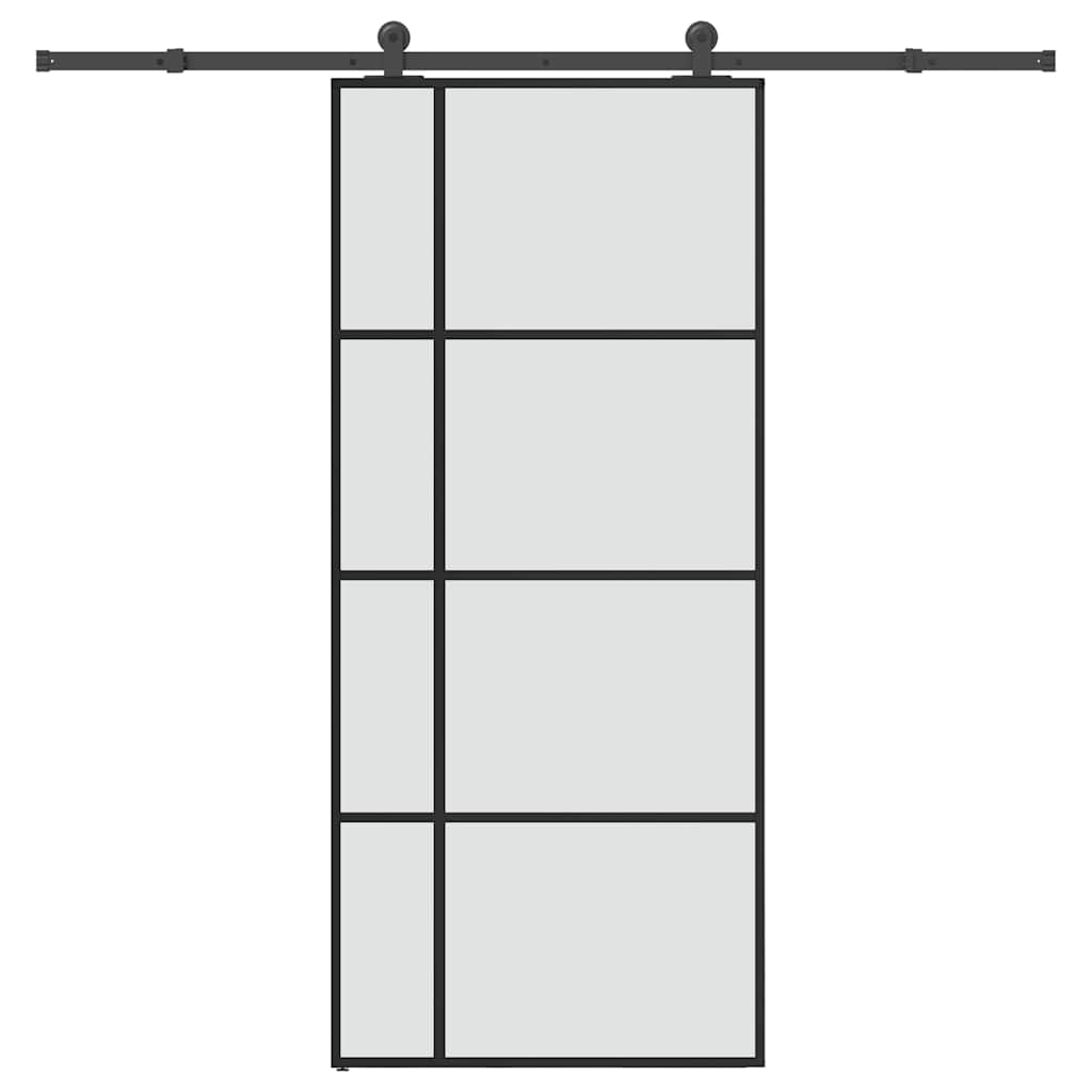skydedør med hardwaresæt 90x205 cm sikkerhedsglas aluminium