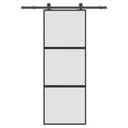 skydedør med hardwaresæt 76x205 cm hærdet glas og aluminium