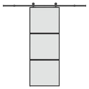 skydedør med hardwaresæt 76x205 cm hærdet glas og aluminium