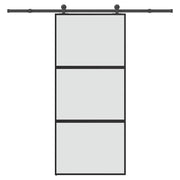 skydedør med hardwaresæt 90x205 cm hærdet glas og aluminium