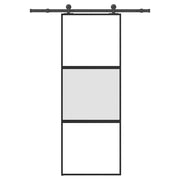 skydedør med hardwaresæt 76x205 cm hærdet glas og aluminium