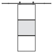 skydedør med hardwaresæt 76x205 cm hærdet glas og aluminium