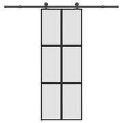 skydedør med hardwaresæt 76x205 cm hærdet glas og aluminium